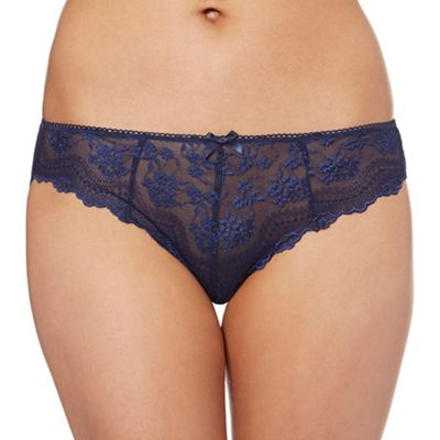 Navy lace high leg knickers